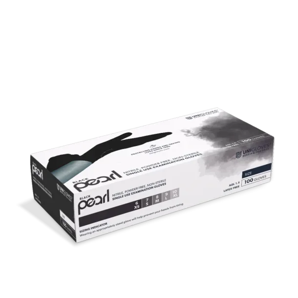 Unigloves Nitrile Black Pearl  Gloves - Black 100 units 